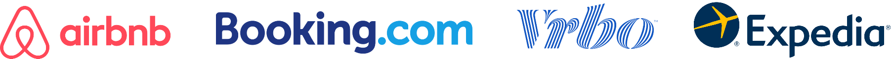 Major booking platforms: Airbnb, Booking.com, VRBO, and Expedia